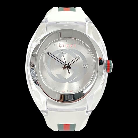 gucci 137.1 white|GUCCI Sink 137.1 Watch Stainless Steel Rubber Silver Quartz .